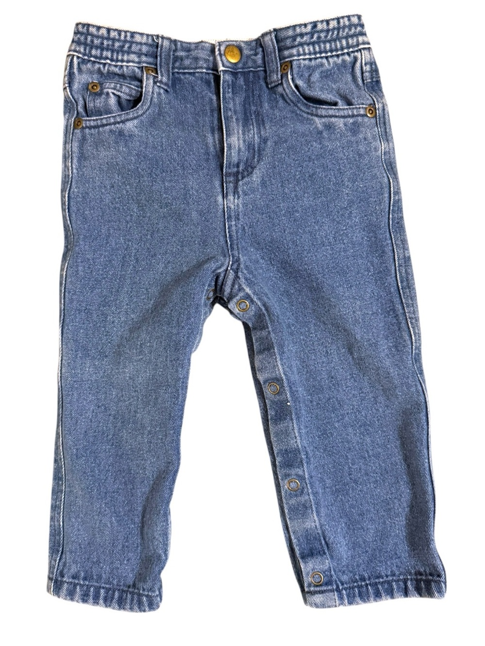 Vintage Paddington Baby Denim Jeans 24M Snap Leg 100% Cotton USA Style - Picture 2 of 7